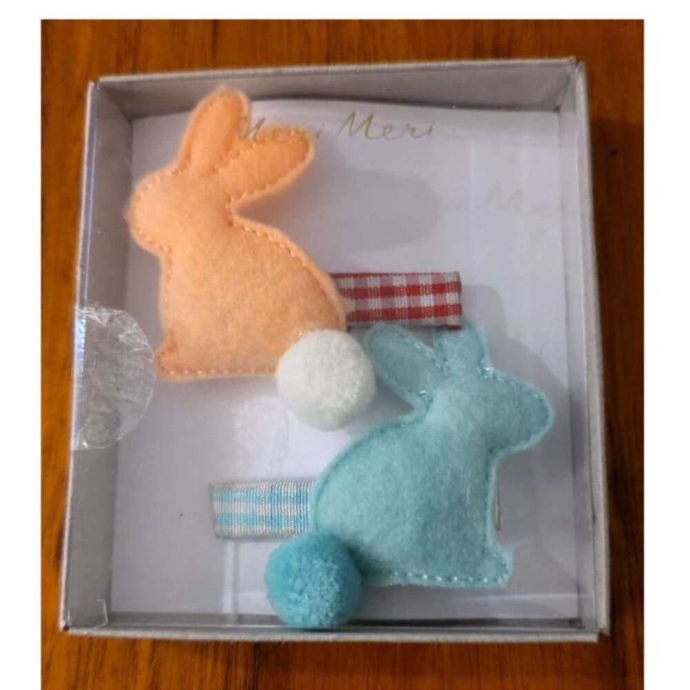 NIB Meri Meri Felt BUNNY Crocodile Hair Clips EASTER